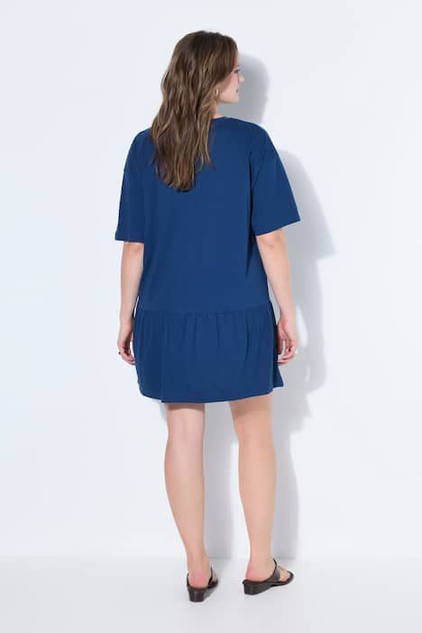 Robe en jersey avec volant, manches courtes et coupe évasée