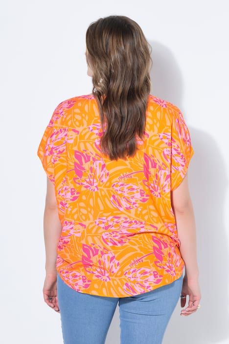 Blouse oversize, imprimé feuilles