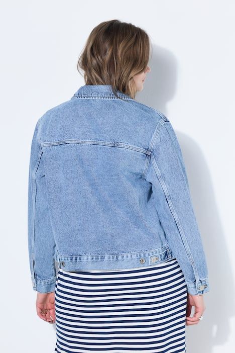 Veste en jean, coupe boxy, fermeture éclair, multi-poches