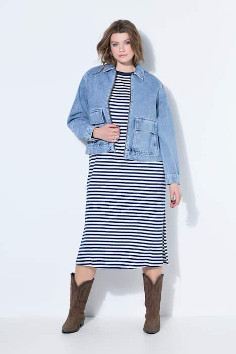 Veste en jean, coupe boxy, fermeture éclair, multi-poches