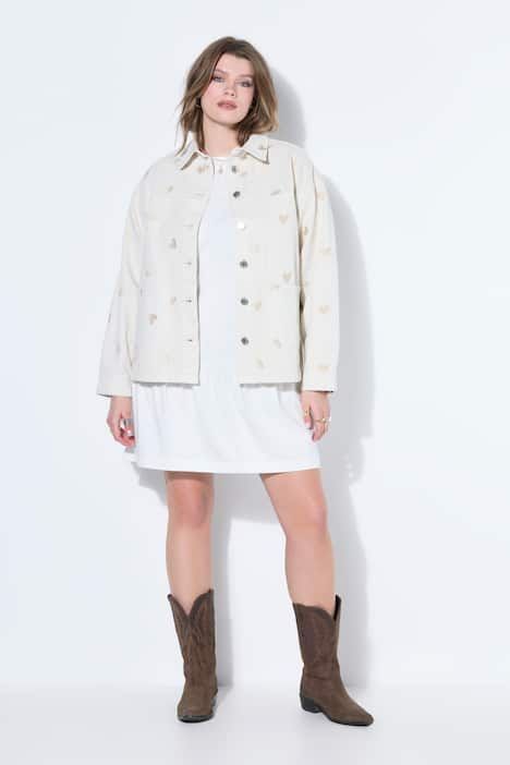 Veste en jean oversize à cœurs, denim épais