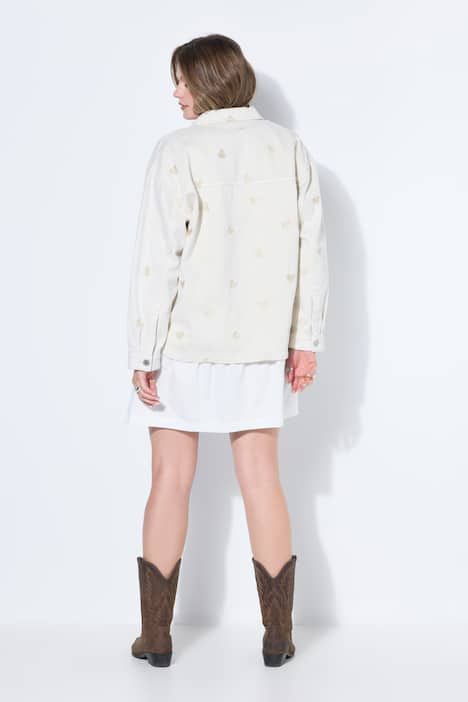 Veste en jean oversize à cœurs, denim épais