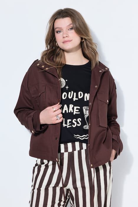 Veste utility oversize, grandes poches, col montant