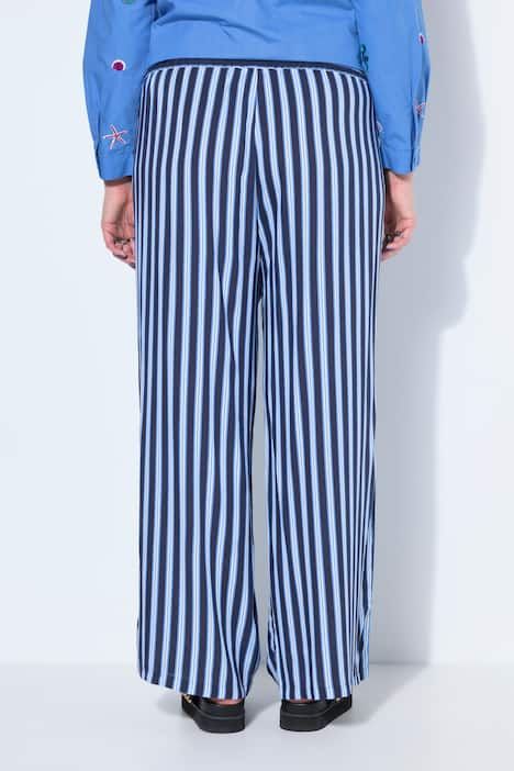 Pantalon jambes larges, taille haute, rayures