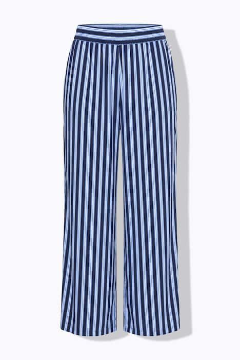 Pantalon jambes larges, taille haute, rayures