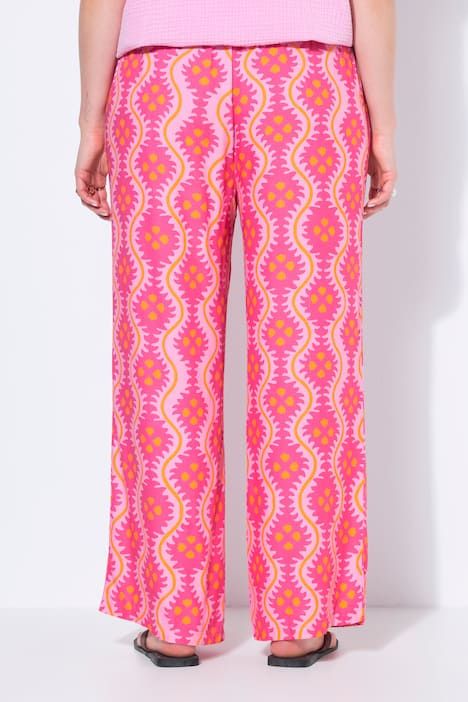 Pantalon jambes larges, taille haute, imprimé intégral