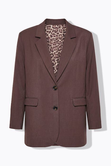 Blazer oversize à revers, doublure léopard