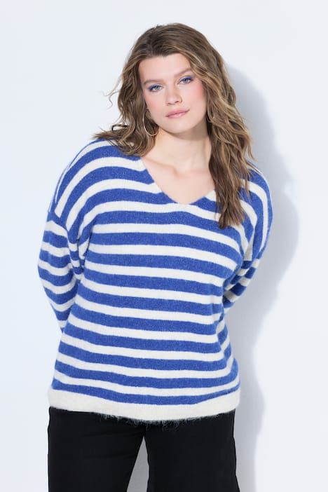 Pull boxy en maille rayée