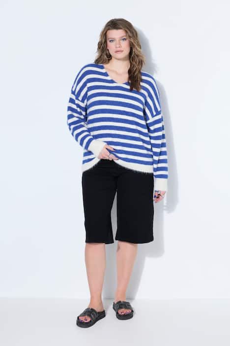 Pull boxy en maille rayée