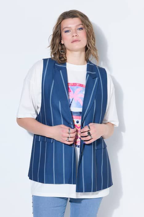 Blazer évasé sans manches, rayures tennis, fentes latérales