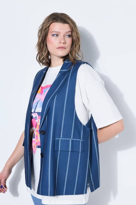 Blazer évasé sans manches, rayures tennis, fentes latérales