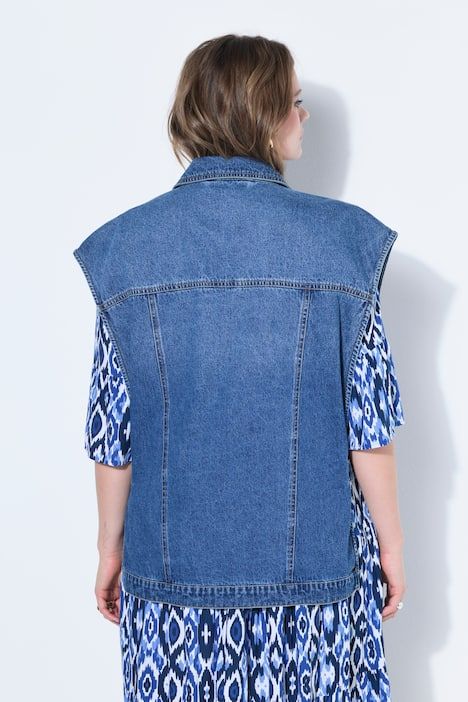 Gilet en jean, coupe oversize, fentes latérales