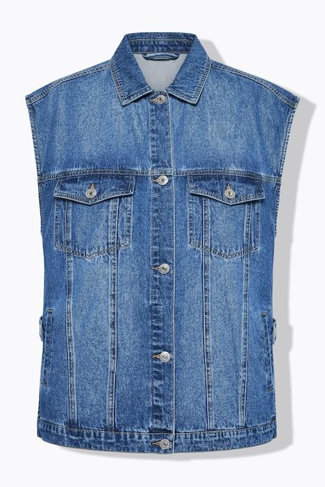 Gilet en jean, coupe oversize, fentes latérales