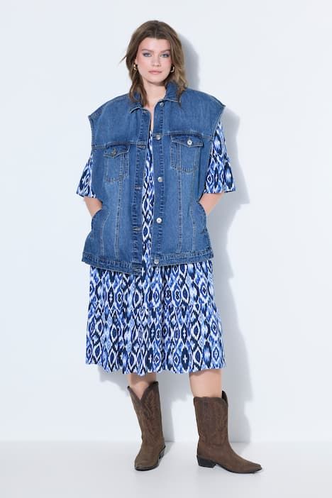 Gilet en jean, coupe oversize, fentes latérales