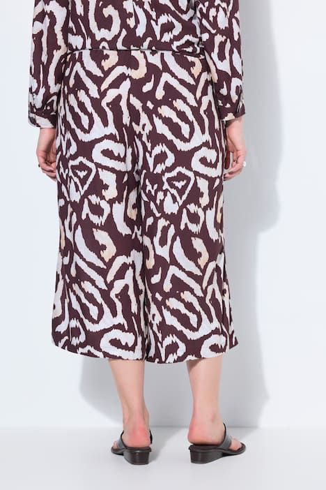 Pantacourt jambes larges, taille haute, imprimé