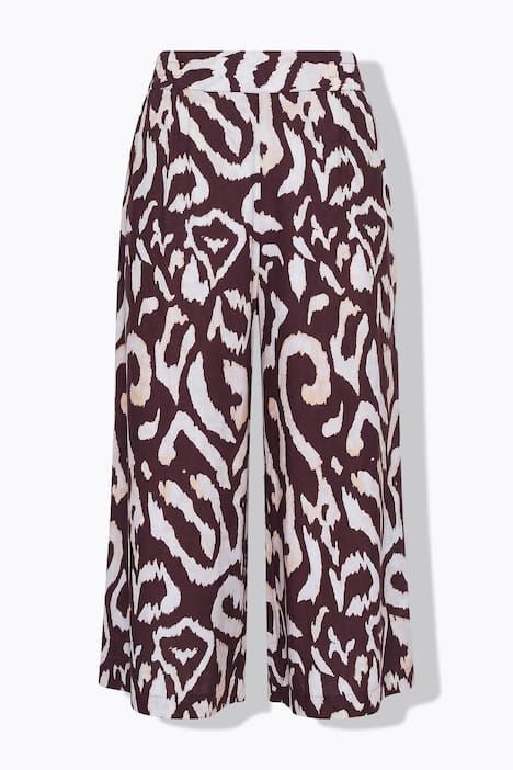 Pantacourt jambes larges, taille haute, imprimé