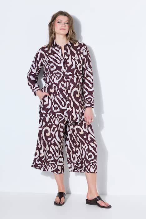 Pantacourt jambes larges, taille haute, imprimé