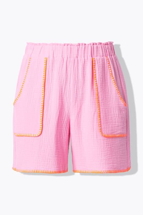 Short jambes larges en mousseline, liserés colorés