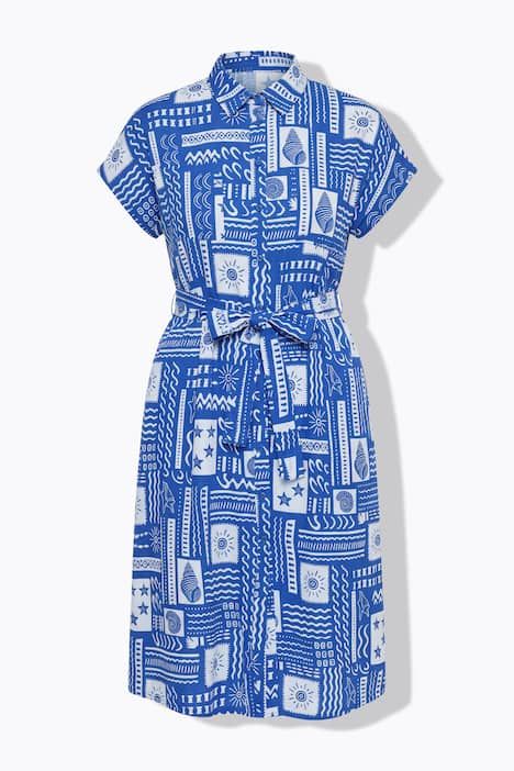 Robe midi oversize, imprimé azulejos, manches mi-longues