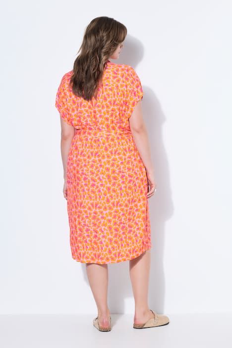 Robe midi oversize, imprimé léopard, ceinture à nouer