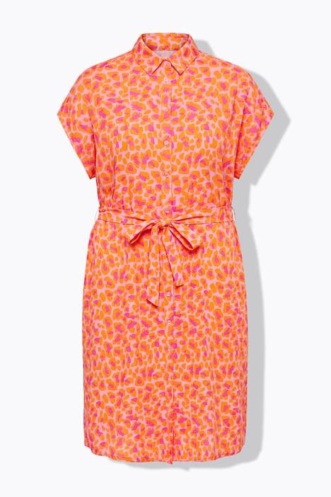 Robe midi oversize, imprimé léopard, ceinture à nouer