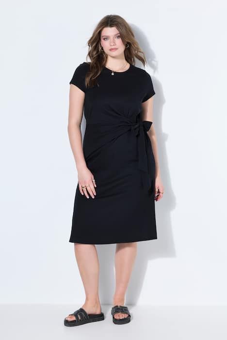 Robe midi en jersey évasée, drapé