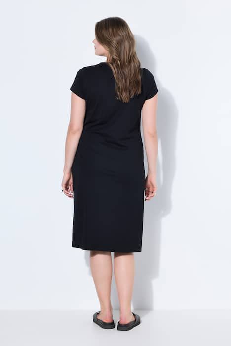 Robe midi en jersey évasée, drapé