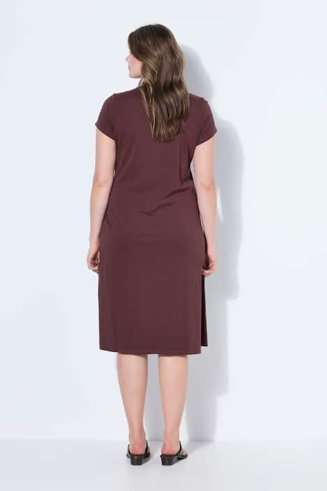 Robe midi en jersey évasée, drapé