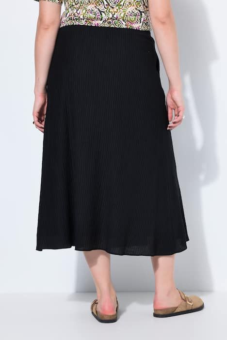 Jupe longue évasée texturée, taille élastiquée