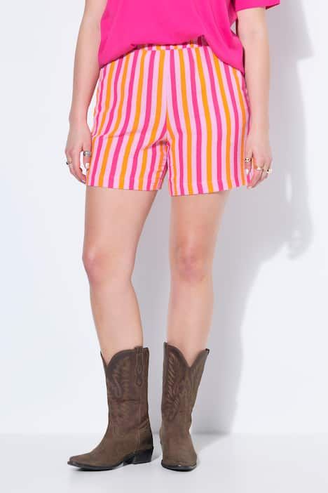 Short jambes larges, rayures néon, taille élastique