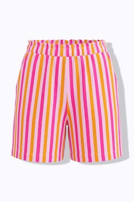 Short jambes larges, rayures néon, taille élastique