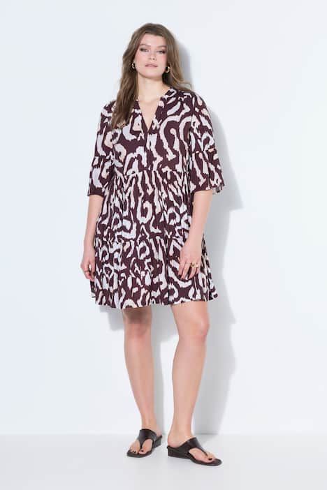 Robe courte évasée, imprimé, volants