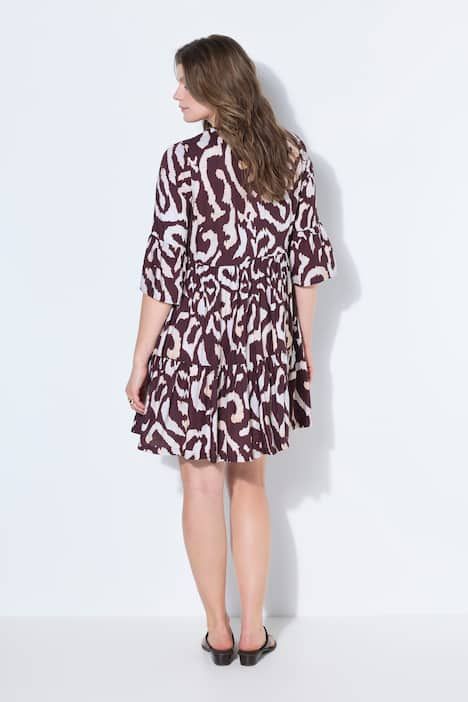 Robe courte évasée, imprimé, volants