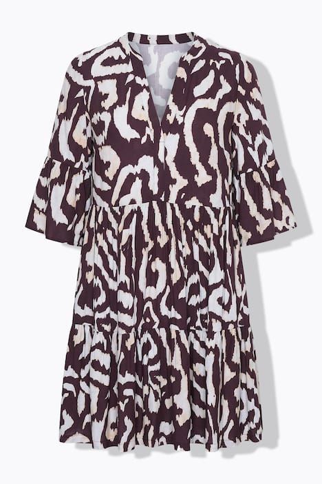 Robe courte évasée, imprimé, volants