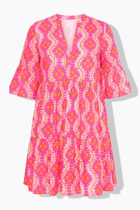 Robe courte évasée, imprimé, volants