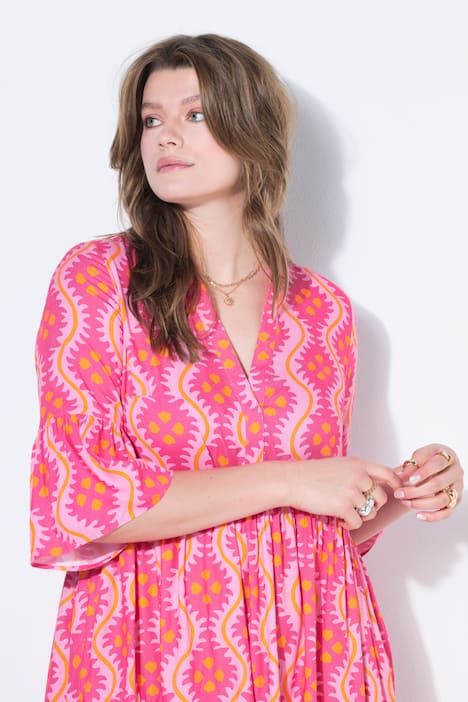 Robe courte évasée, imprimé, volants