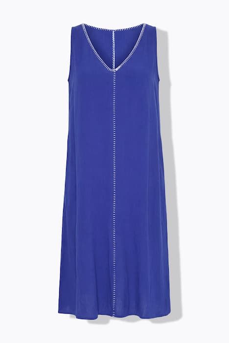 Robe longue évasée, liserés, sans manches