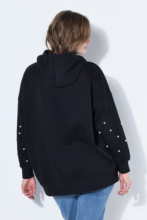 Sweat à capuche, coupe oversize, perles décoratives, capuche