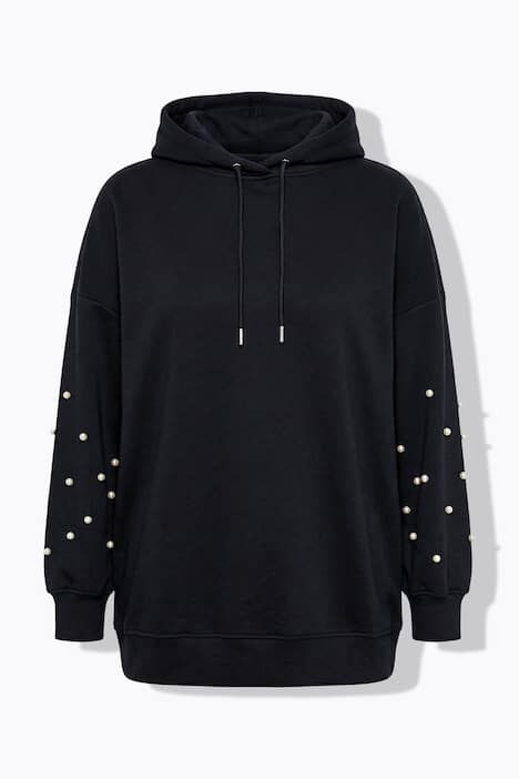Sweat à capuche, coupe oversize, perles décoratives, capuche