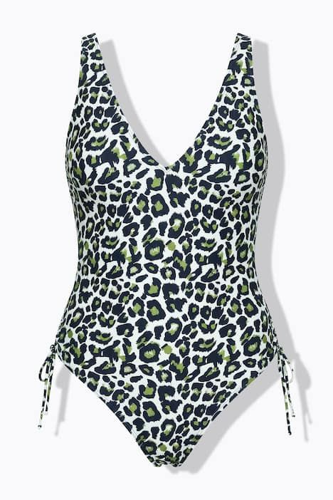 Maillot de bain, imprimé intégral, fronces élastiques, bonnets souples