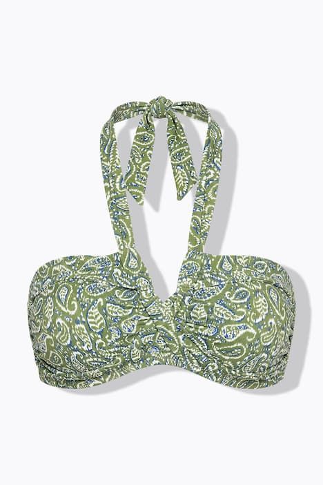 Haut de bikini, bonnets souples, motif cachemire, dos nu