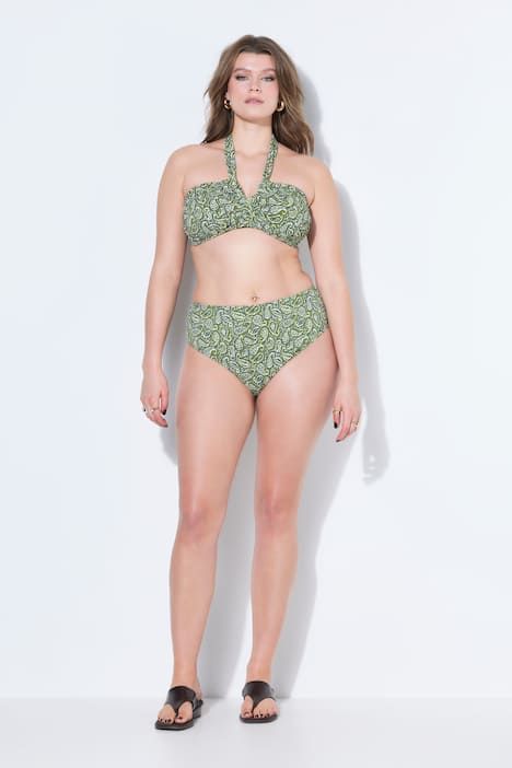 Haut de bikini, bonnets souples, motif cachemire, dos nu