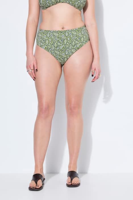 Bas de bikini, motif cachemire, taille haute, gainant