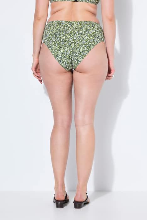 Bas de bikini, motif cachemire, taille haute, gainant