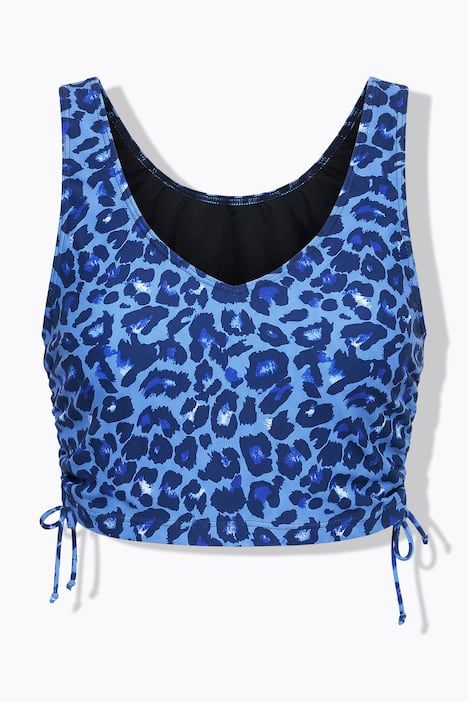 Haut de bikini, bonnets souples, imprimé léopard, fronces latérales