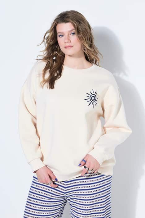 Sweat-shirt oversize, broderie et imprimé au dos