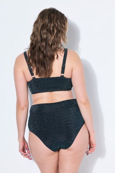 Haut de bikini pailleté, bonnets souples, anneau décoratif