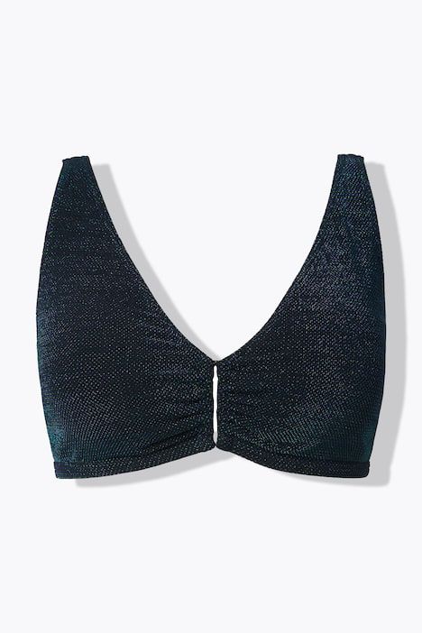 Haut de bikini pailleté, bonnets souples, anneau décoratif