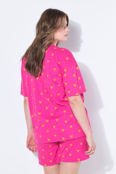 Pyjama court deux pièces, imprimé cœurs