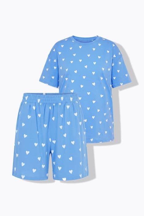 Pyjama court deux pièces, imprimé cœurs